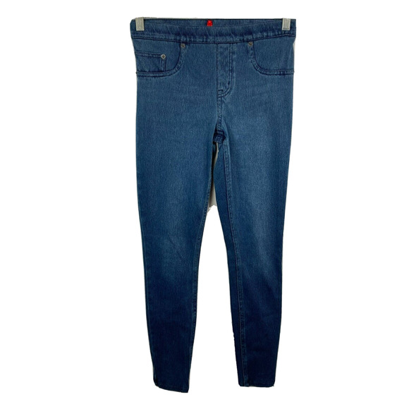 Spanx Jeggings Womens Sz‎ S Blue Cotton Stretch Shapewear Pull On Denim Pockets - Picture 1 of 10